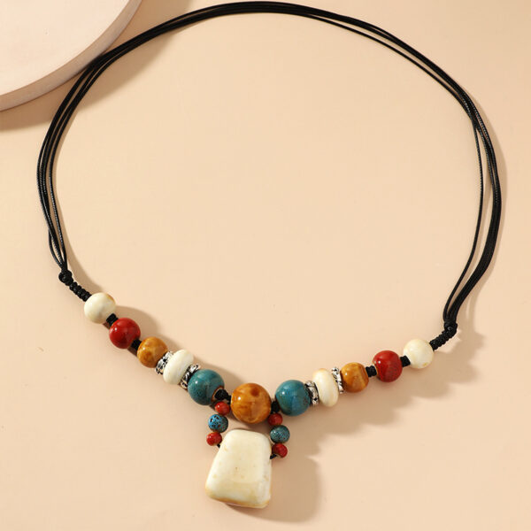 Wholesale Red Pendant Long Ceramic Necklace