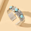 O1CN01wo2b4p1qyMT5Ryvdk__2206372095564-0-cib Wholesale Western Style Vintage Turquoise Cactus Carved Metal Bracelet