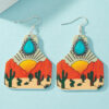 Wholesale Aztec Acrylic Landscape Painting Earrings