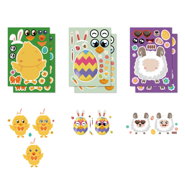 Wholesale Copper Plate Self-adhesive Easter Stickers 12PCS