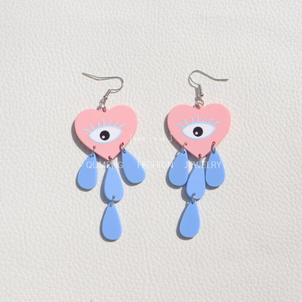 Wholesale Earrings Acrylic Morandi Color Love Eyes Tassel Teardrops