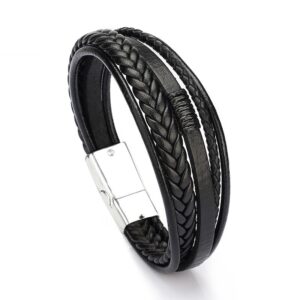 Black leather White buckle 23cm