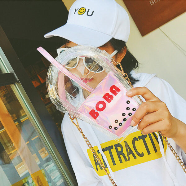 Wholesale PU Laser Chain Coke Straw Bag