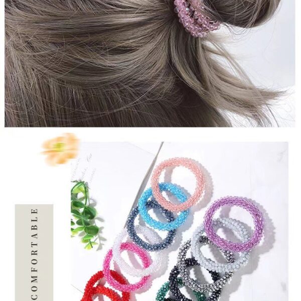 Wholesale Sequin Crystal Color Elastic Rubber Band Bracelet Dual Use