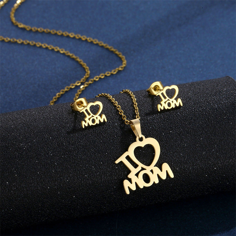 Wholesale Mother's Day Stainless Steel Earrings Jewelry Set