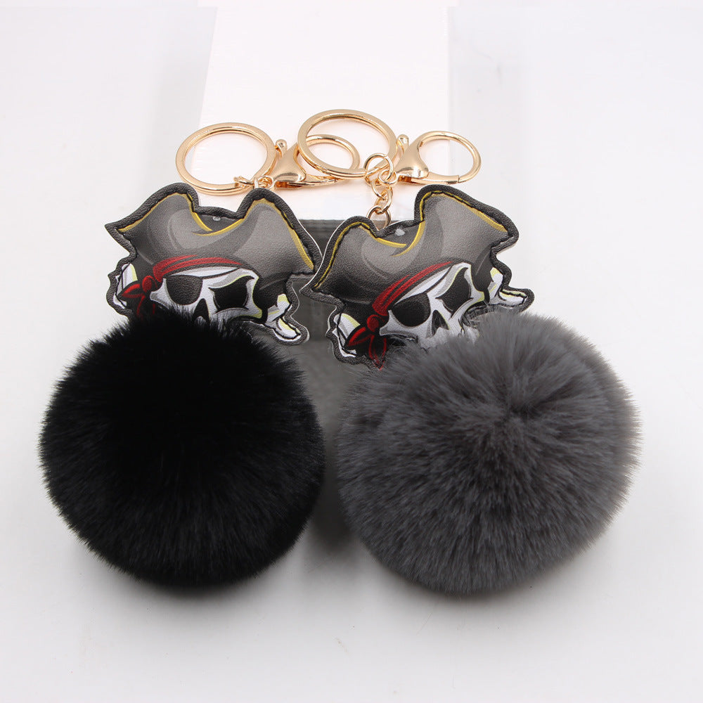 Wholesale Dark Series Pirates Skull Plush Keychain
