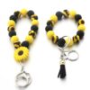 Wholesale Sunflower Silicone Beaded Wrist Keychain