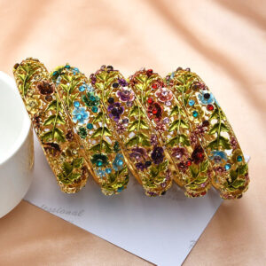 Wholesale Alloy Rose Inlaid Diamond Hollow Bracelet
