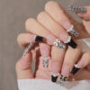 Wholesale Black French Chanel Long Pink Wearable Fake T-stick Nail Art