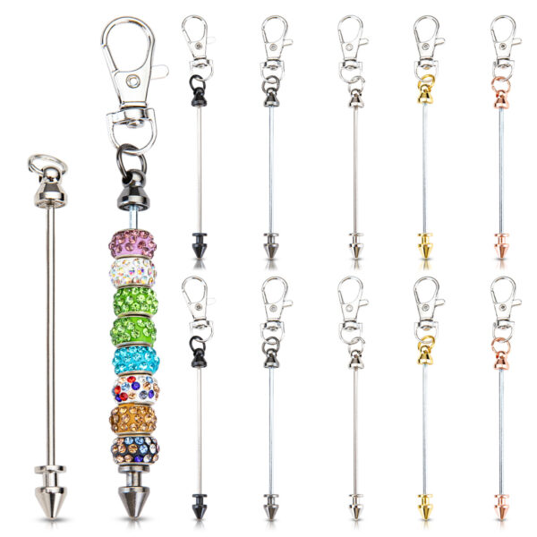 Wholesale New DIY Metal Beaded Cone Bullet Pole Lobster Buckle Pendant Keychain