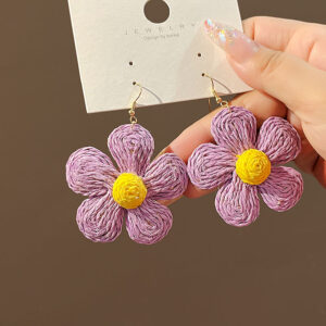 O1CN01wzVIWF1onFf7djNOZ__2059265269-0-cib Wholesale Raffia Flower Alloy Earrings