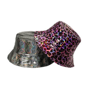 Wholesale Leopard Snake Pattern Patent Leather Bucket Hat