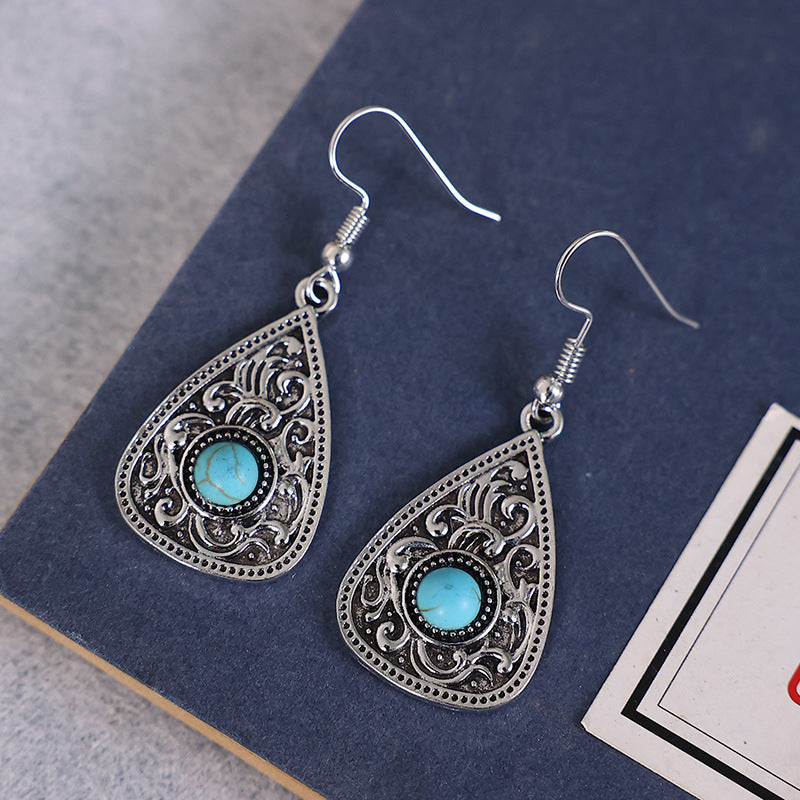 Wholesale Tearop Turquoise Alloy Earrings