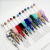Wholesale Beadable Pen Plastic Creative Plush Ball Leopard Print Full Diamond DIY