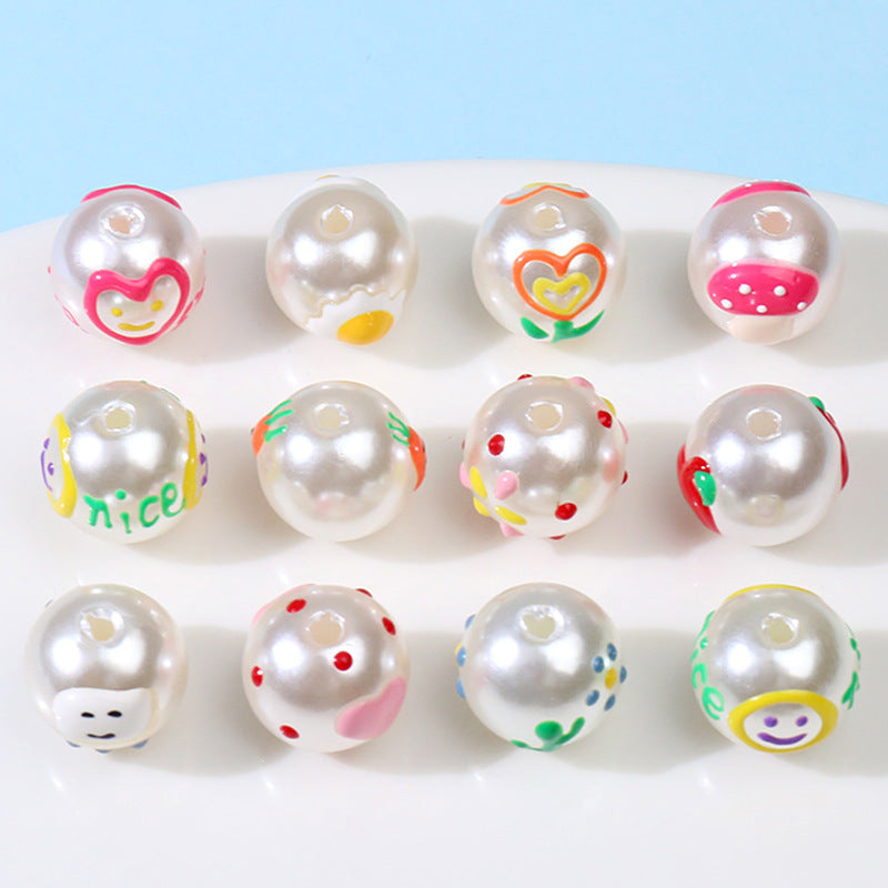 Wholesale Imitation Pearl Hand Painted Oil ip Jewelry Aessories Beads