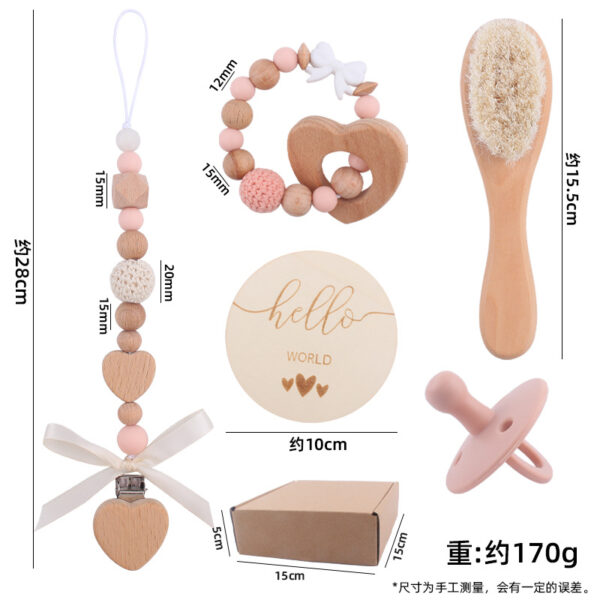 Wholesale Baby Beech Teether Handmade Bow Pacifier Chain Soothing Five-piece Set