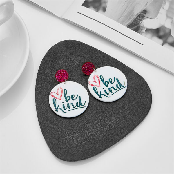 Wholesale Heart English Alphabet Round Card Acrylic Earrings