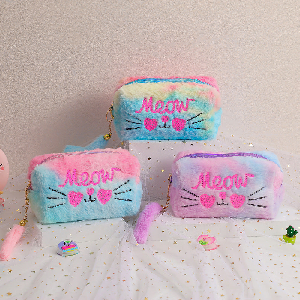 Wholesale Plush Cat Student Large Capacity Stationery Storage Bag