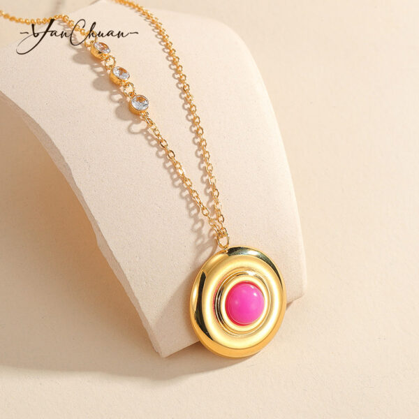 O1CN01xEqqyY1v0tK8vk6N6_2212884106111-0-cib Wholesale Titanium Steel Sunflower Turquoise Pendant Necklace