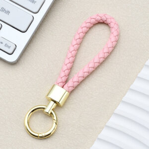Green and light gold-light pink / Spring ring braided buckle