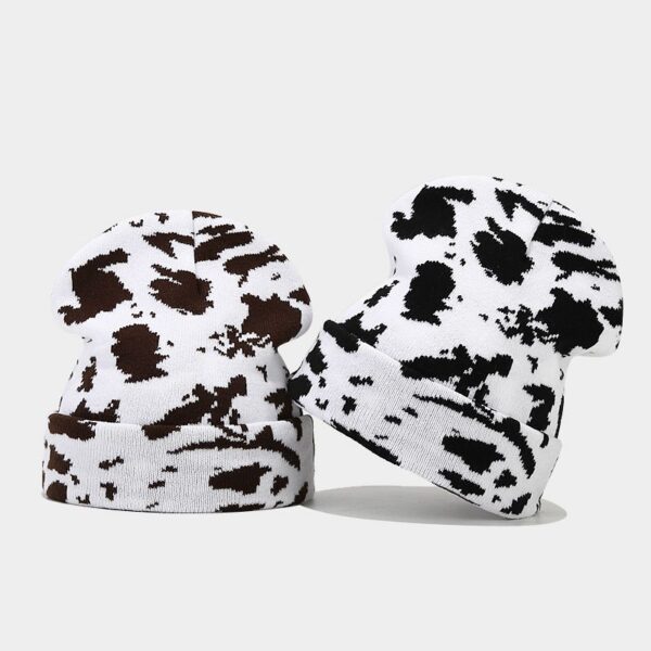 O1CN01xFGjGG2AbGwmh3yp1_2496528221-0-cib Wholesale Cow Pattern Leopard Jacquard Knitted Hat Thickened Warm Wool Hat