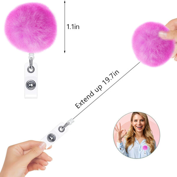 Wholesale Hair Ball Crocodile Clip Badge Scroll Retractable Keychain