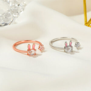 Wholesale Bunny Flower Easter Copper Rings