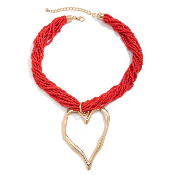 O1CN01xHuQdf23L3fI4AzFt_1005997238-0-cib Wholesale Rice Beads Multi-layered Love-shaped Pendant Heart Alloy Necklace