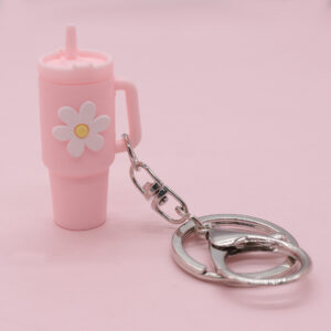 Light pink flower cup keychain