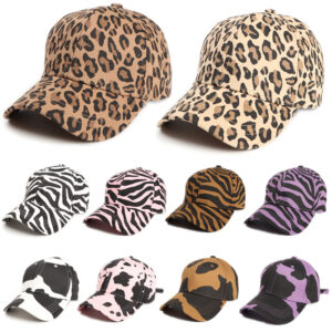 Wholesale Cross-Border New Cartoon Cow Print Curved Brim Baseball Cap Leopard Print Hard Top Peaked Cap for Men and Women Sun Hat Trendy