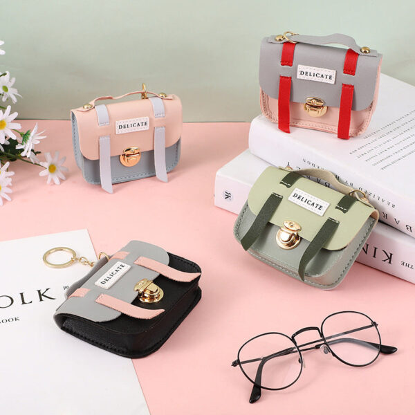 Wholesale Mini School Bag PU Coin Purse Keychain
