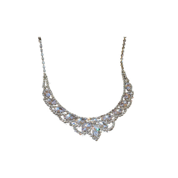 Wholesale Heavy Diamond Drop U-Shaped Tassel Earrings and Necklace Two-Piece Set