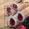 Wholesale Long Water Drop Zircon Imitation Ruby Copper Earrings