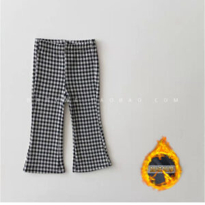 Check Flared Pants fleece-lined / 90cm