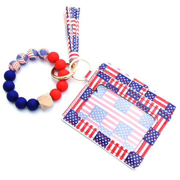 O1CN01xMutWg1N8UkcpSq5s_2508931525-0-cib Wholesale Independence Day Card Holder Silicone Beaded Wrist Keychain