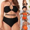 Wholesale Plus Size Solid Color Two-piece Bikini Swimwear