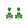 Wholesale St. Patrick's Four-leaf Clover Alloy Oil-drip Diamond LUCK Earrings