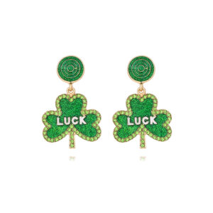 Wholesale St Patrick letter alloy drop oil Diamond Irish green Carnival LUCK earrings