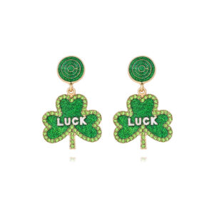 O1CN01xNffSE2JjMVQy1Q5I__3025409457-0-cib Wholesale St. Patrick's Four-leaf Clover Alloy Oil-drip Diamond LUCK Earrings