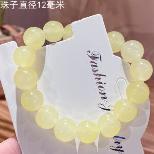Light yellow 12mm monochrome gradient ice through glass bracelet