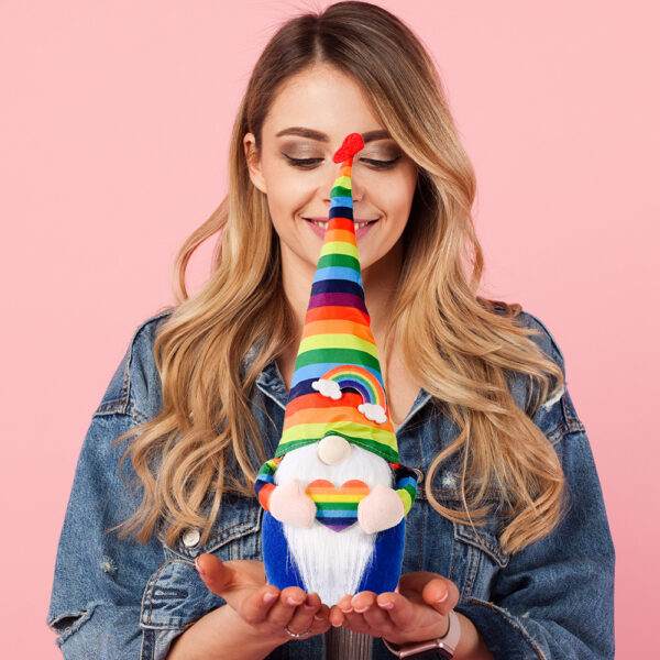 Wholesale Polyester Knitting Rainbow Elf Rudolph Faceless Doll Colorful Ornament