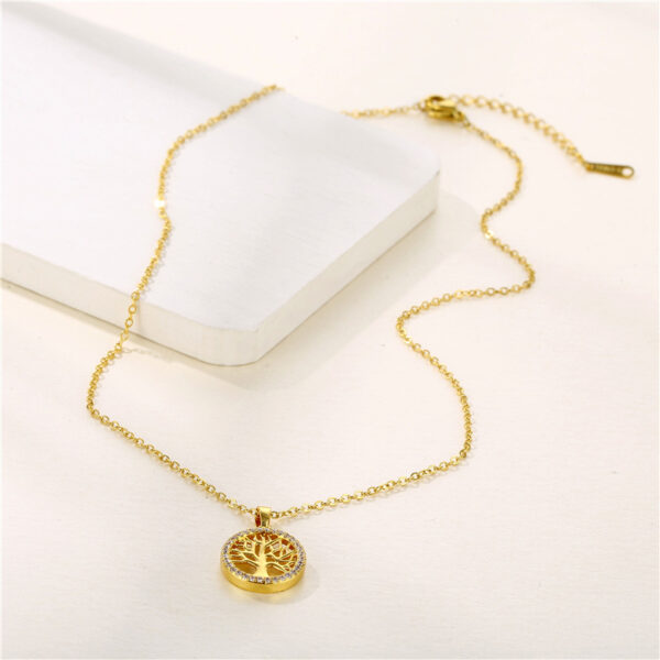 Wholesale Stainless Steel Round Hollow Tree of Life Pendant Necklace