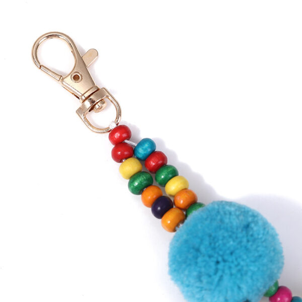 Wholesale Colorful Fur Ball Tassel Alloy Keychain