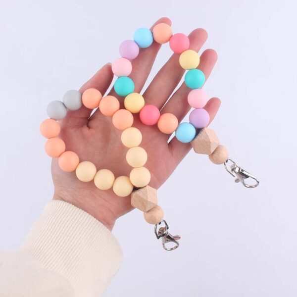 Wholesale Colorful Silicone Beaded Wrist Keychain