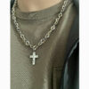 Wholesale Titanium Steel Wrap Cross Necklace with Diamonds