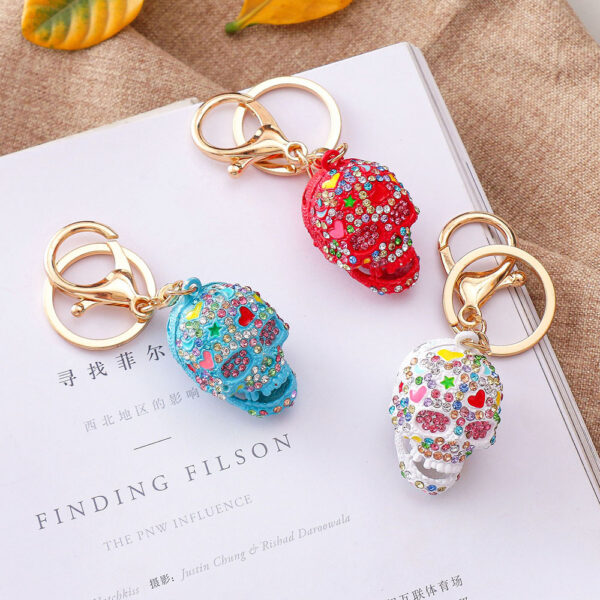 O1CN01xTqVbo24ETLulHGWE_2208216907359-0-cib Wholesale Diamond Spray Painted Skull Alloy Keychain