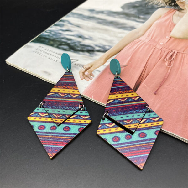 Wholesale Bohemian Diamond Wood Earrings