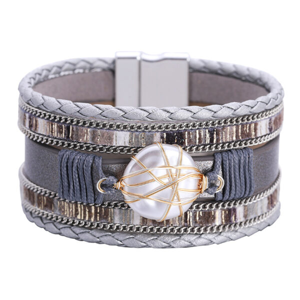 Wholesale Bohemian Leather Magnetic Buckle Bracelet