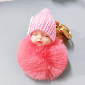 Watermelon red / Golden chain Buckle (8cm fur ball)