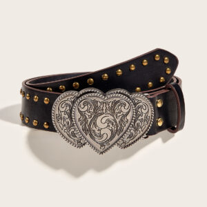 Ancient silver love overlapping Buckle (bronze beads) 3.8 Black